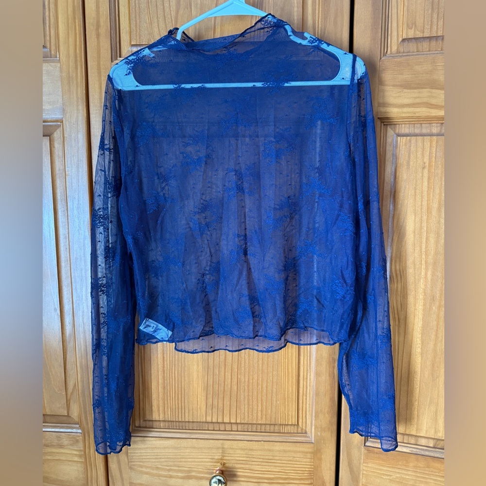 Aerie Blue Sheer Lace Top